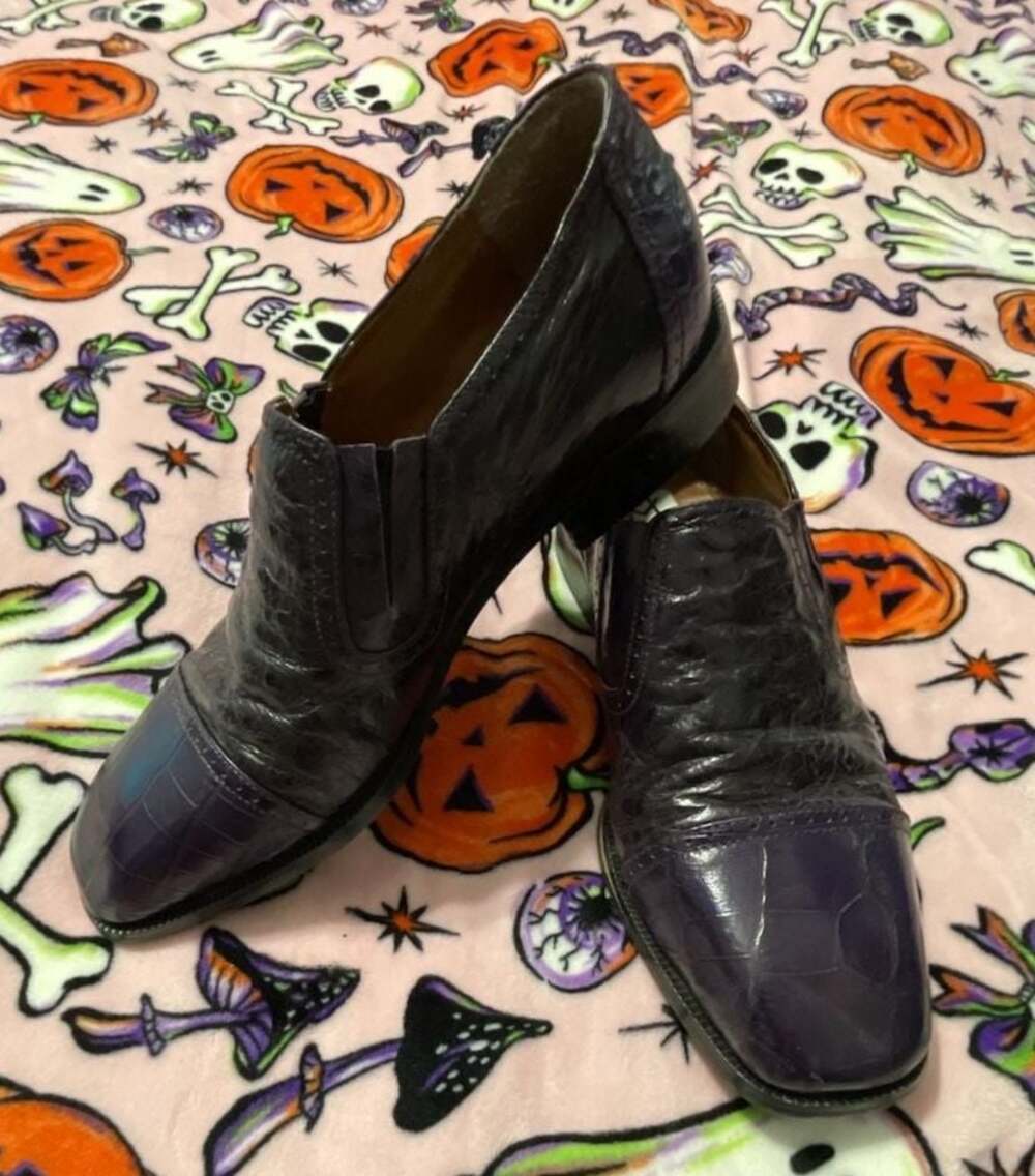 Marco Vicci Dandy Rockabilly Purple Hornback Textured SlipOn Cap Toe Dress Shoes